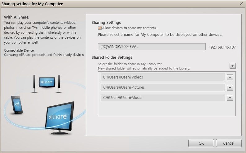 allshare app for pc work with sharp tv