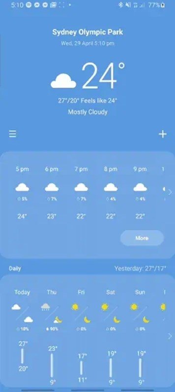 Samsung Weather Screenshot