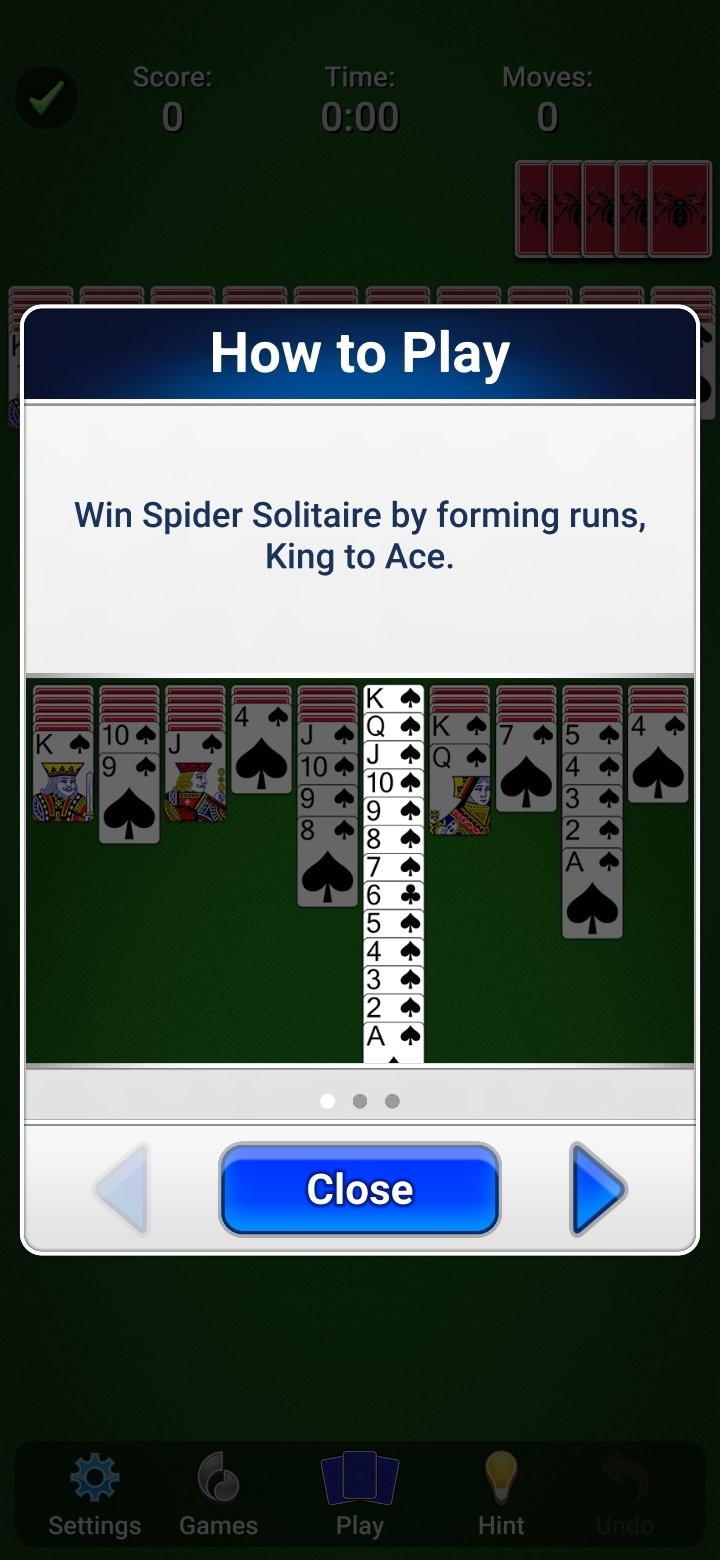 Jogo de cartas Paciência Spider versão móvel andróide iOS apk