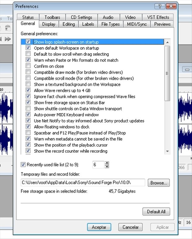 how to connect an interface to sony sound forge 9