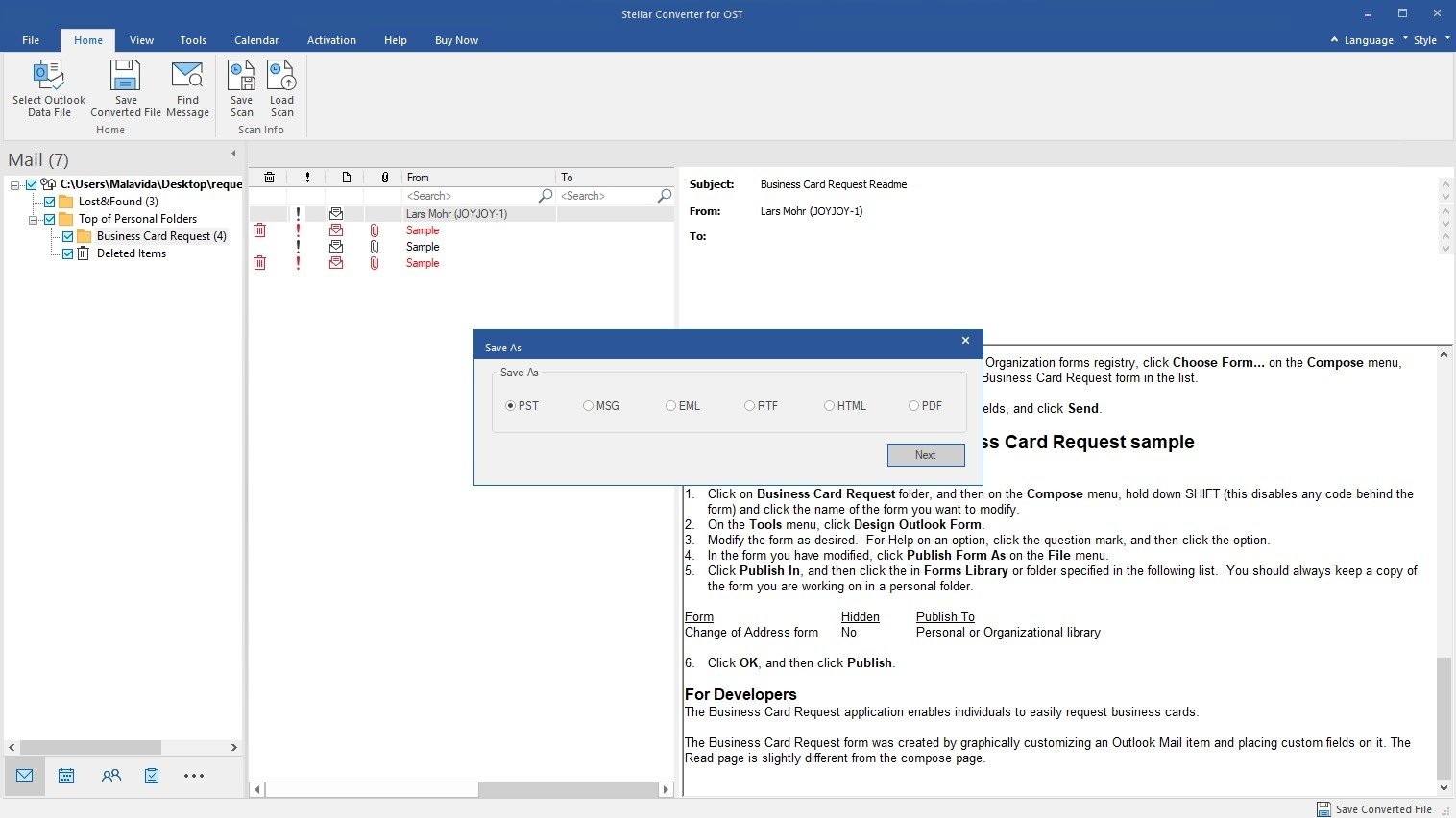 stellar ost to pst converter tool