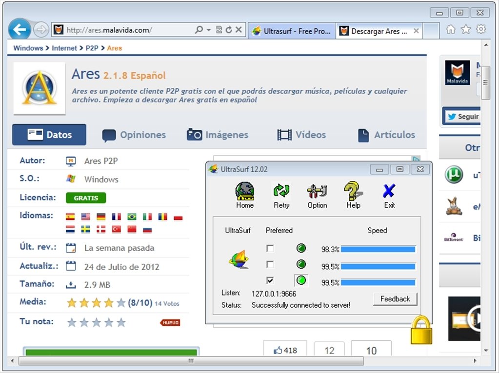 UltraSurf freeware screenshot