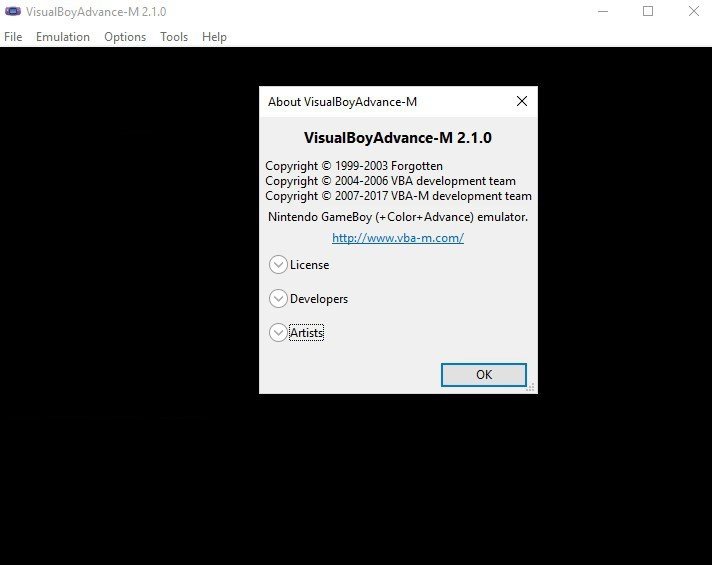 VBA-M Emulator for GBA on Windows
