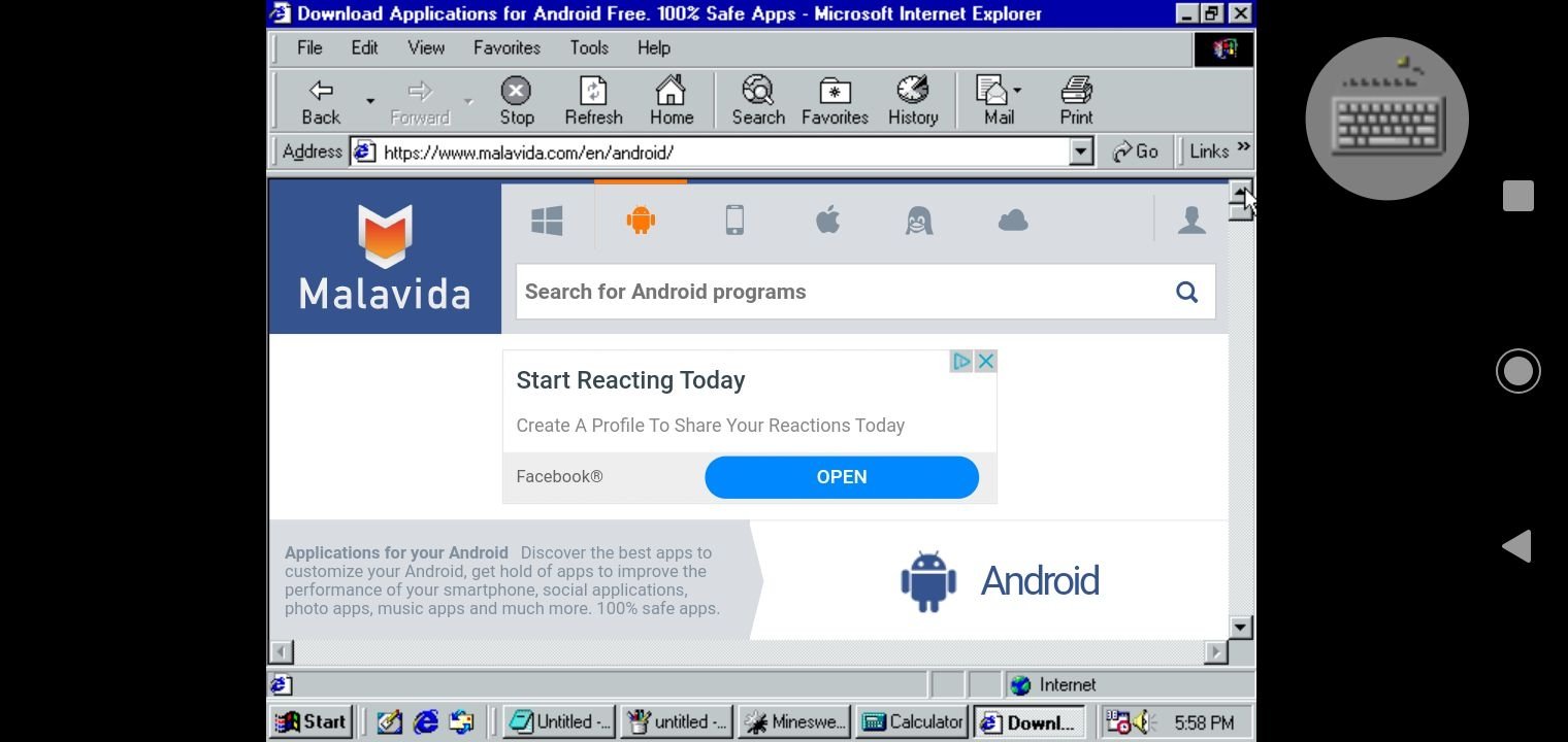 how to run a windows 98 emulator on android