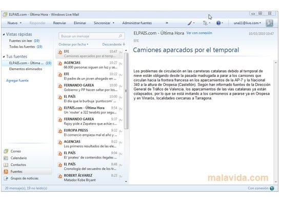 Windows live mail где хранит письма