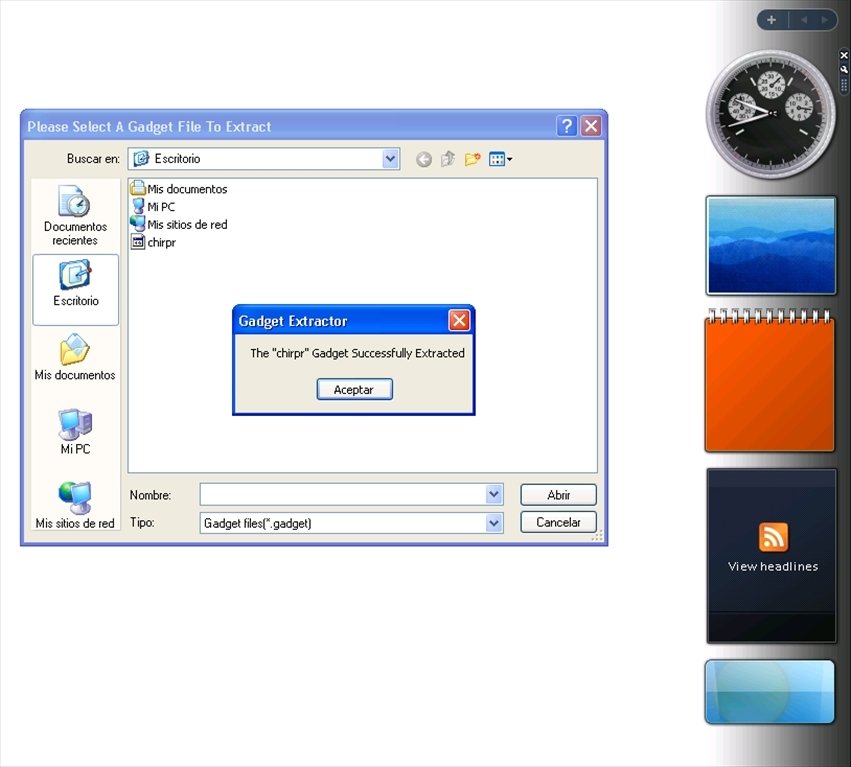 how time for install widgets in windows xp
