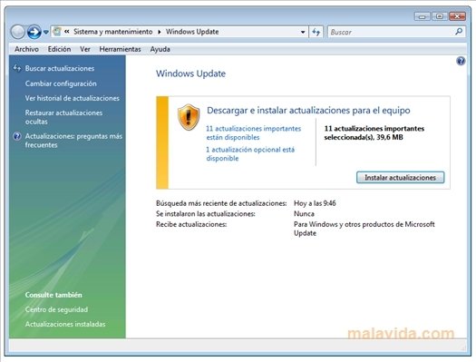 descargar el agente de actualización de Windows 5.8 superior