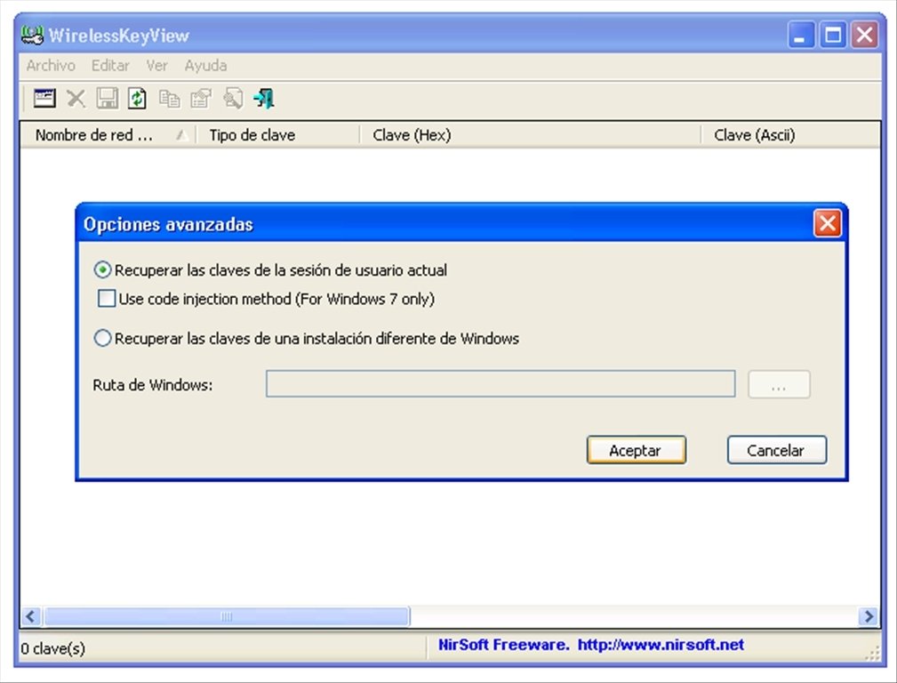 wirelesskeyview pour windows 8