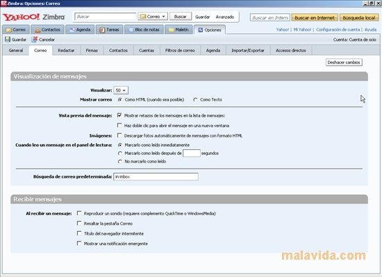 zimbra desktop display header