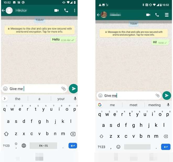 A chat window in both YOWhatsApp and WhatsApp Plus