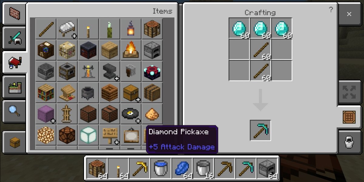 A diamond pickaxe recipe