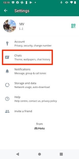 Access the chat preferences