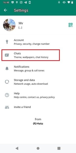 Access the Chats section