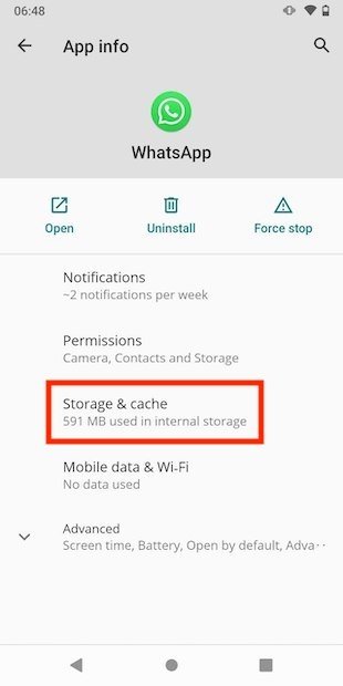 Access the storage preferences