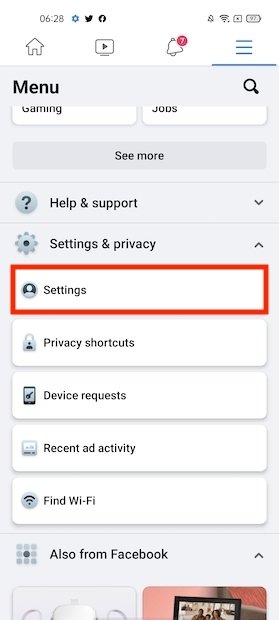 Access the user settings