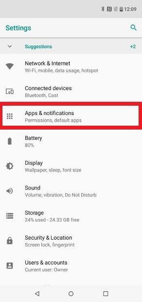 Access to Android’s applications and notifications menu