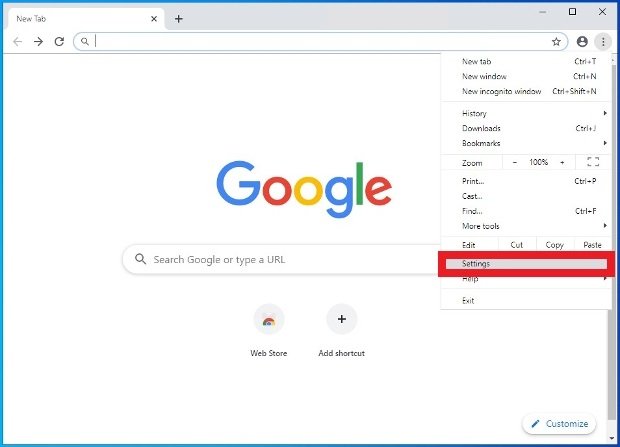 Access to Chrome’s settings