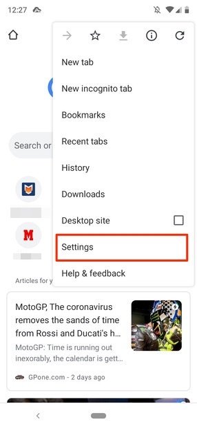 Access to Chrome’s settings