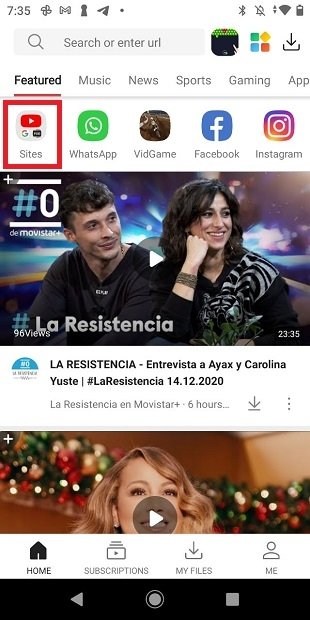 Acceso a otros sitios de Internet