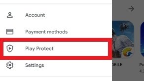 Accéder à Play Protect sur les options de Google Play