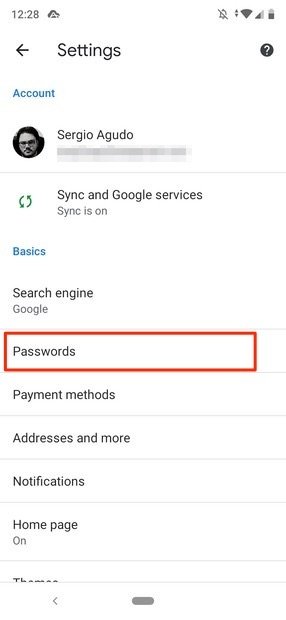 Access to the password menu