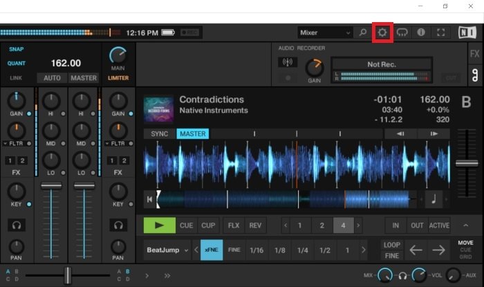 Access to Traktor’s settings