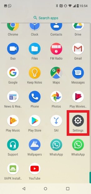 Accesso alle impostazioni di Android