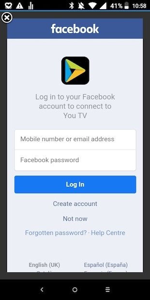 Access with Facebook credentials