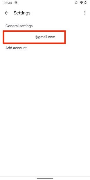 Account configuration in Gmail