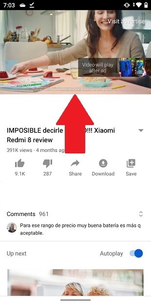 Publicidad antes de un vídeo