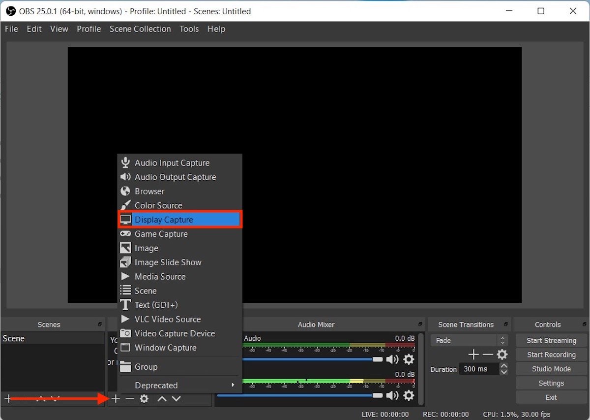 Add a source for the recording in OBS Studio