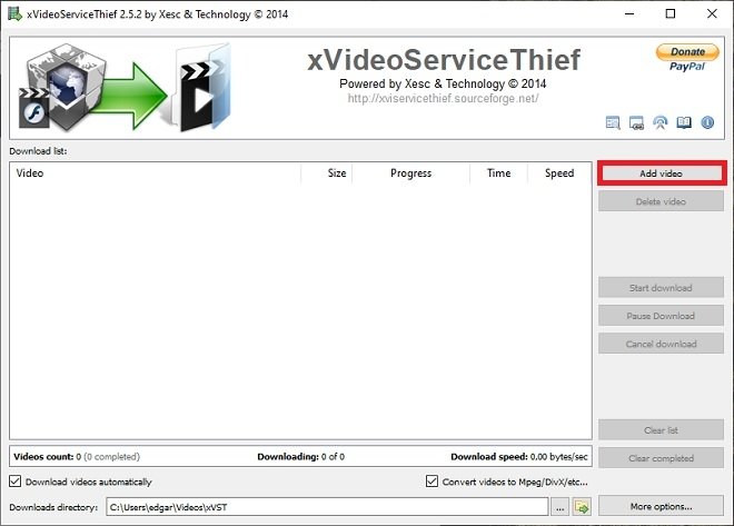 Añadir un vídeo en xVideoServiceThief