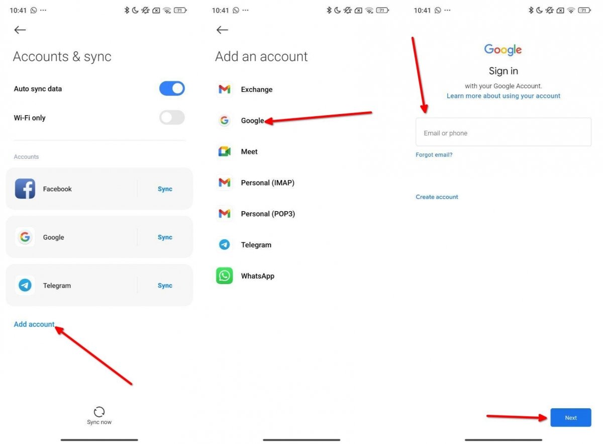 Adding a new Gmail account from your phone's settings