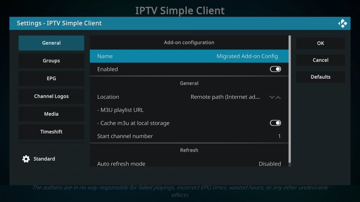 Adding an M3U list to the PVR addon for Kodi