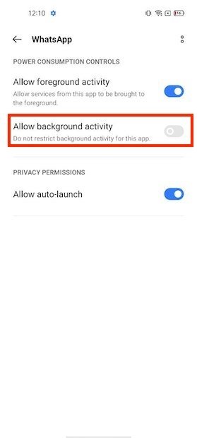 Allow background activity