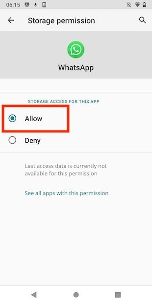 Permitir a WhatsApp acceder a la memoria interna