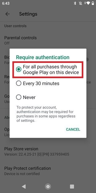 authentication required google play