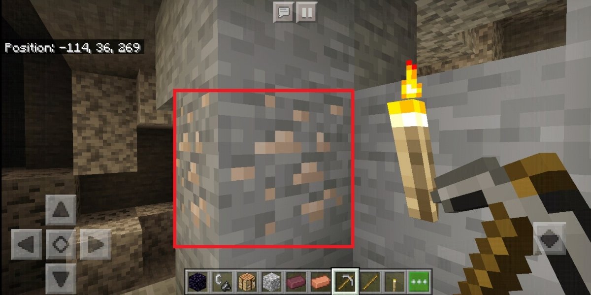 Um minério de ferro no Minecraft