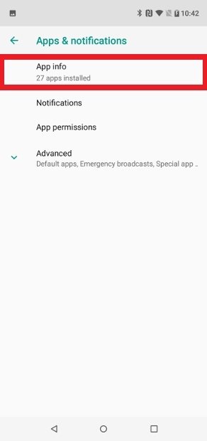 Liste d’information de l’application d’Android