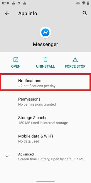 Apartado notificaciones en Android