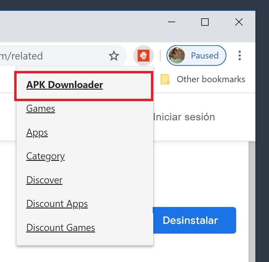 Menu do APK Downloader
