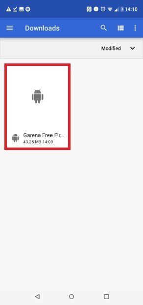 Arquivo APK na pasta de downloads