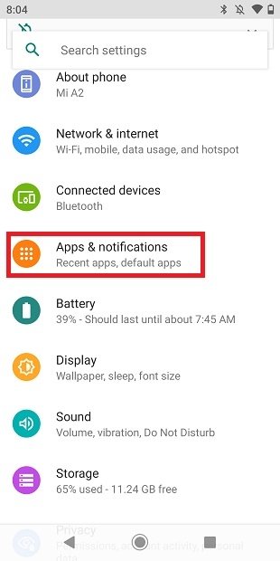 Options de l'application