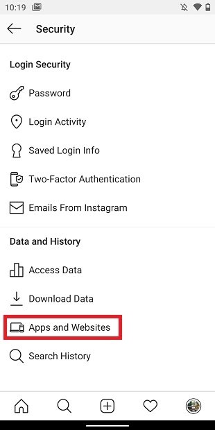 Aplicaciones y sitios web que tienen acceso a mi cuenta de Instagram