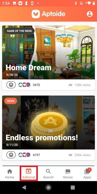 Aptoide’s editorial section