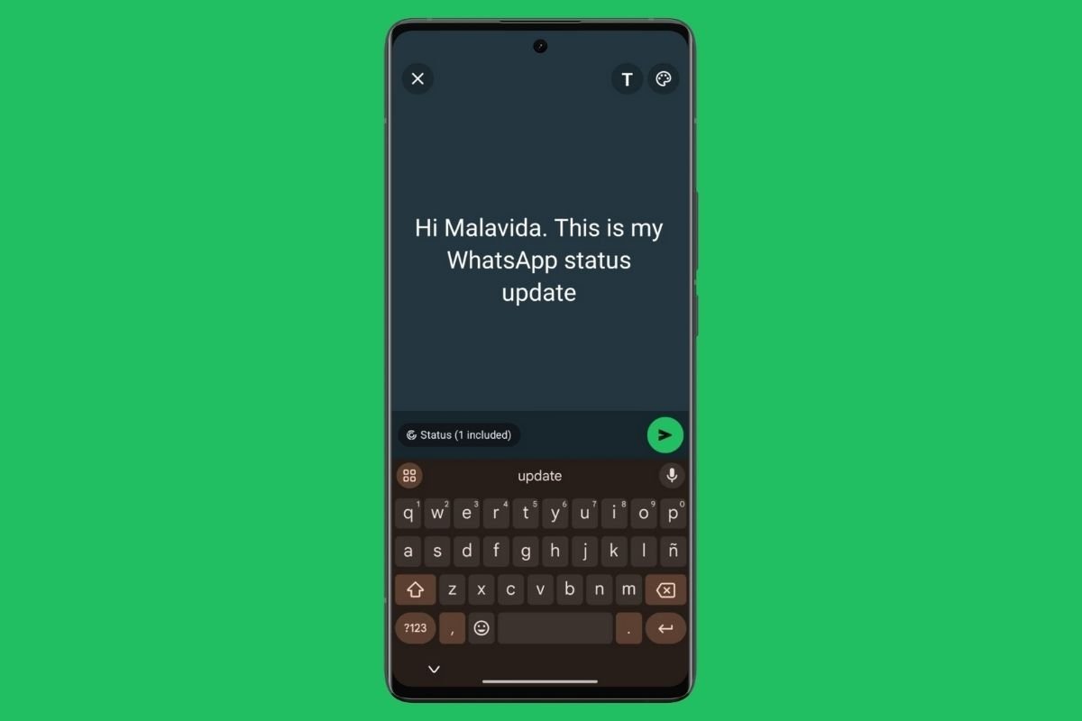 Aparecimento de um Status do WhatsApp de texto sem imagens ou vídeos