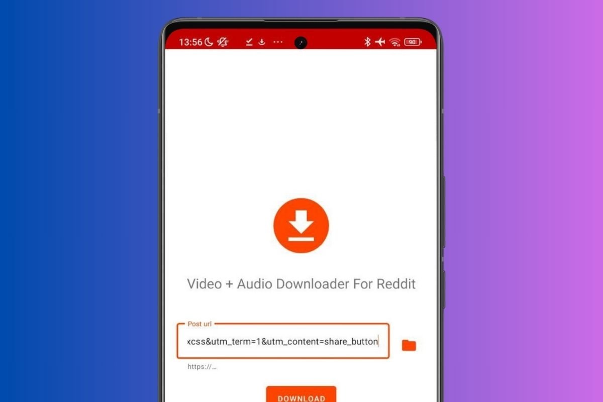 Aparência da interface do Audio + Video Downloader for Reddit