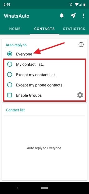 Automatic reply options