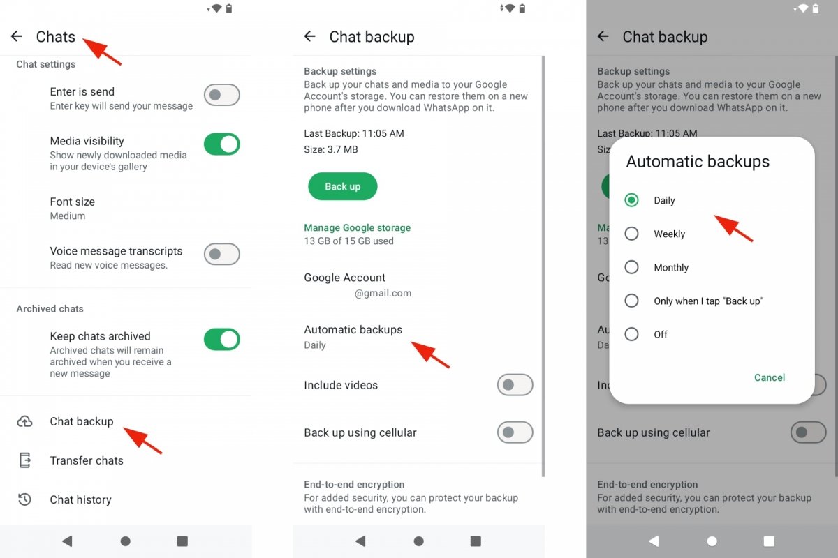 Automatic WhatsApp backups