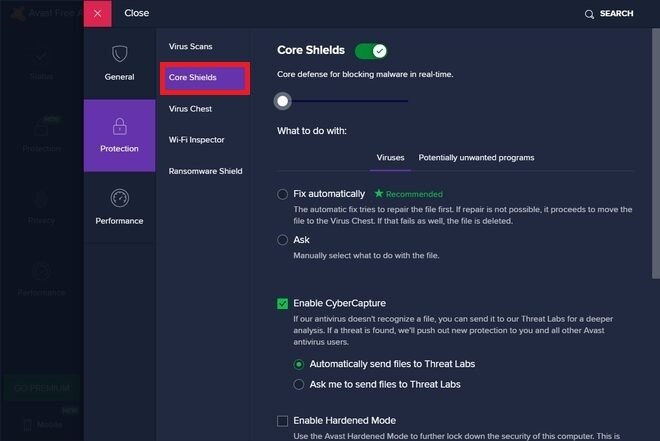 how to turn on avast antivirus protection